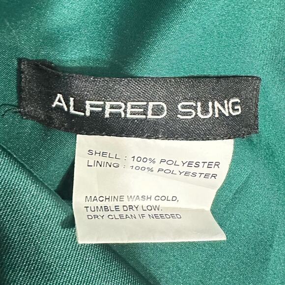 Alfred Sung Off the Shoulder Satin Gown Women's Plus 18R Green Maxi D811S NWT - Picture 5 of 7
